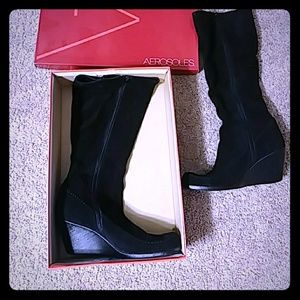 Aerosoles Black wedge knee boot